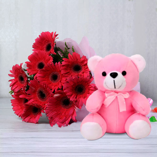 Gerberas Bouquet with Teddy