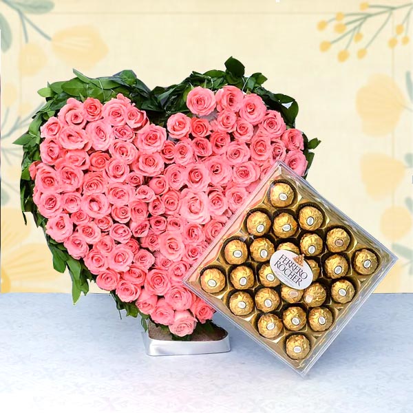 Rose Heart with Chocolates