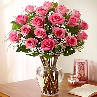 Online lovely pink roses basket with sweet teddy to Pune, Express Delivery  - PuneOnlineFlorists