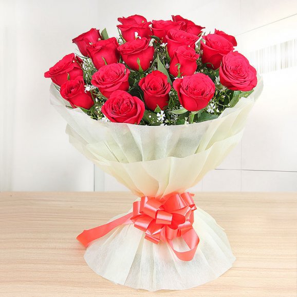 Charming 18 Red Roses Bouquet