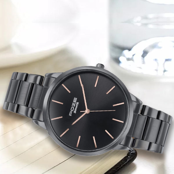 Glamorous Black Sonata Gents Watch