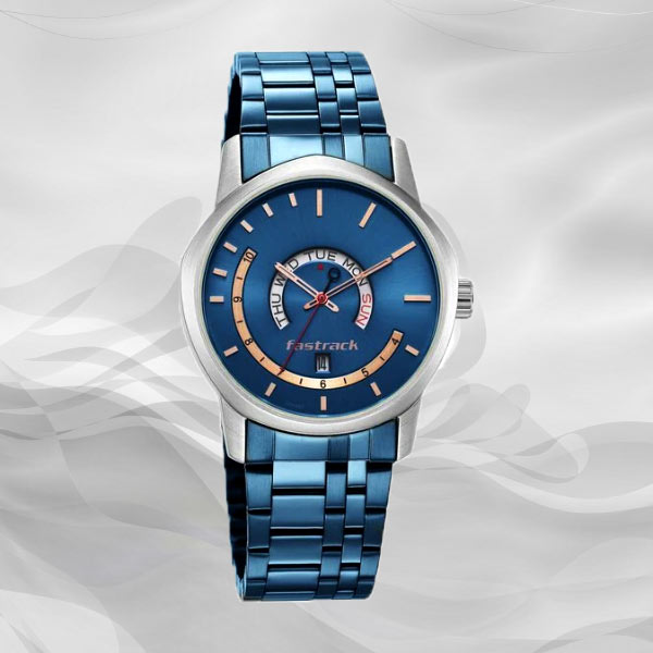 Trendy Fastrack Gents Blue Dial Watch with Day Date