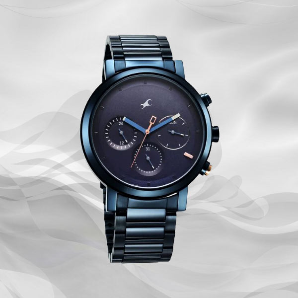 Fastrack Stunning Blue Metal Strap Watch for Men