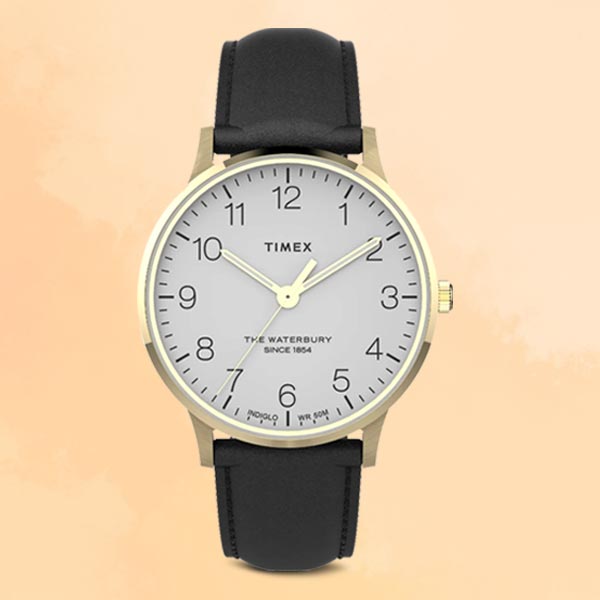 Timex Men Classic White Dial Leather Wristwatch