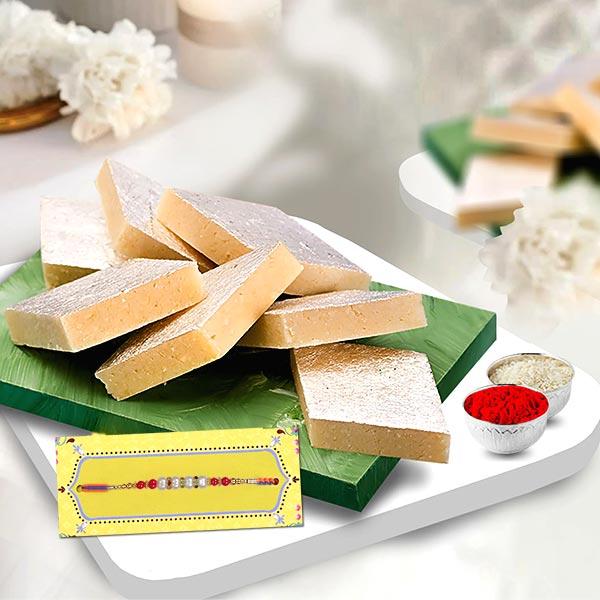 Haldiram Kaju Katli with Pearl Beads Rakhi