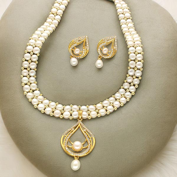 Spectacular Dual Line Pearl Necklace Set