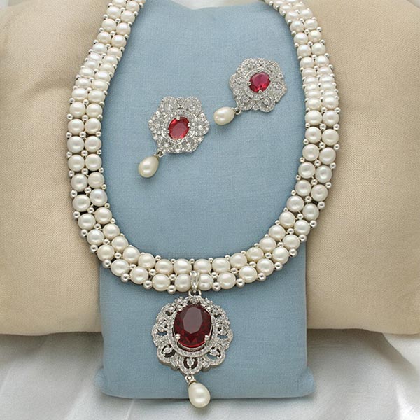 Ravishing Dual Line Pearl Necklace Set