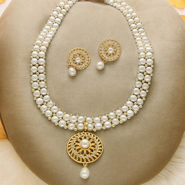 Picturesque Dual Line Pearl Necklace Set