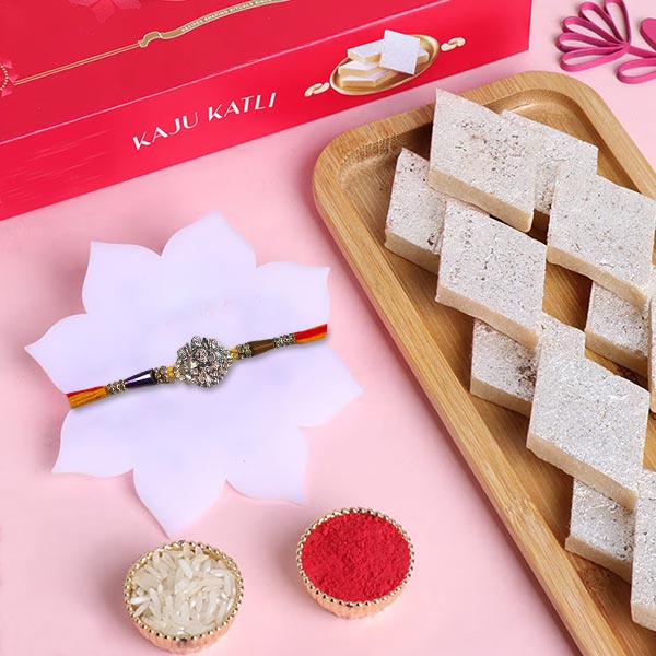 Pure Kaju Barfi with Maha Lakshmi Rakhi