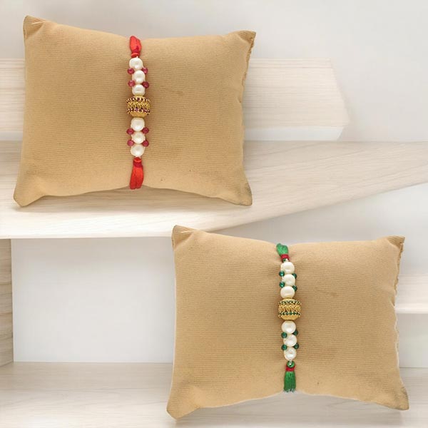 Colorful combo of 2 Pearl Rakhis For Brother