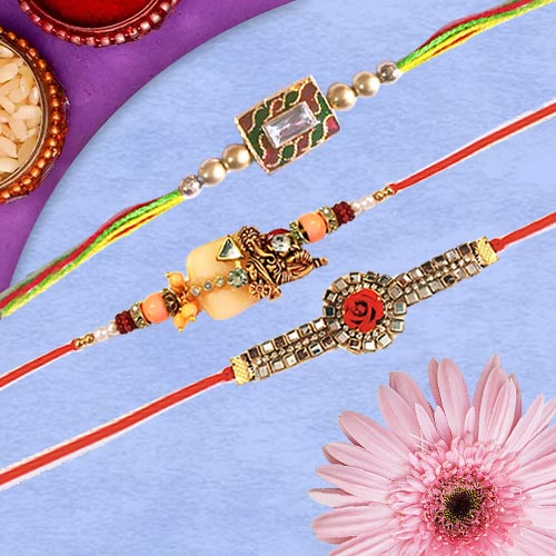 Three Royal Designer Rakhi Set