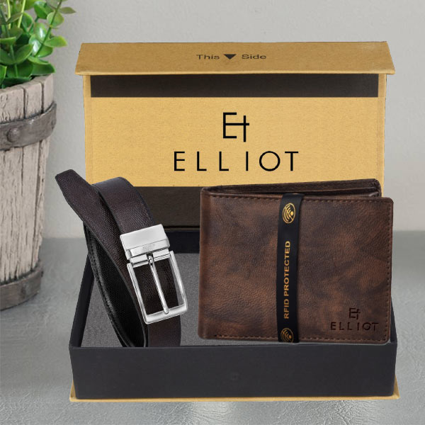 Elliot Executive Gents Vegan Leather Belt Wallet Gift Set