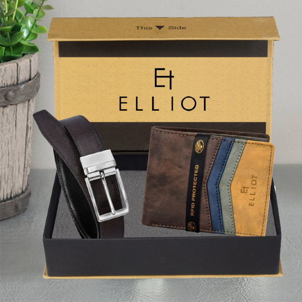 Elliot Gents Vegan Leather Belt Wallet Gift Set