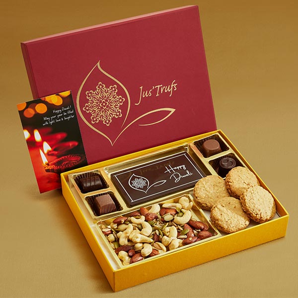 Happy Diwali Chocolate Wishes with Dry Fruits