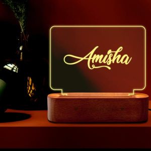 Personalized Name Lamp with Wooden Base