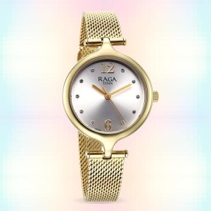 Titan Raga Silver Dial Metal Strap Watch for Women