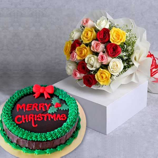 Flowers with Christmas Cake