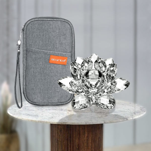 Passport Holder with Crystal Lotus